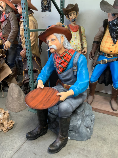 Gold Panner Sitting Western Life Size Statue