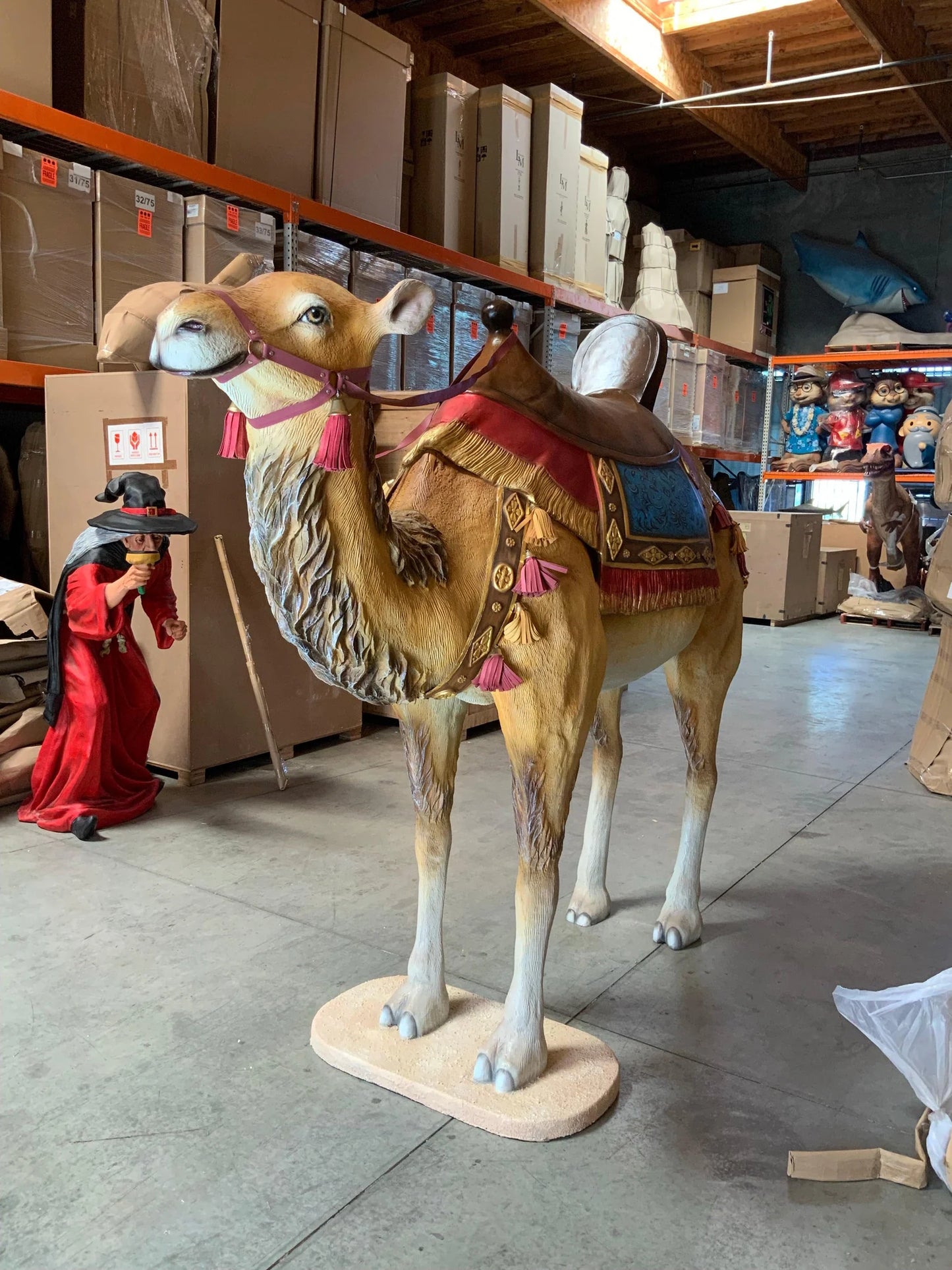 Standing Camel With Saddle Life Size Statue