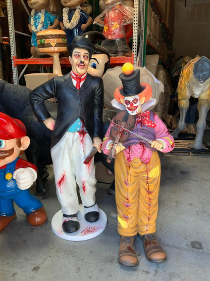 Scary Chaplin Clown Life Size Statue