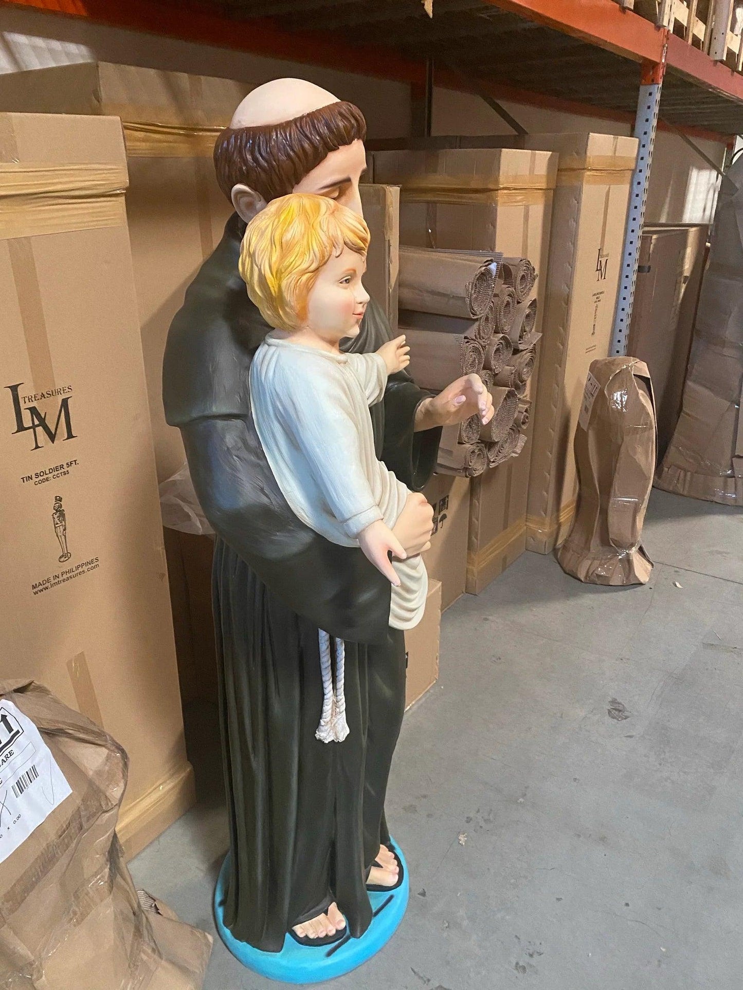 St. Anthony De Padua Life Size Christmas Statue - LM Treasures Prop Rentals 