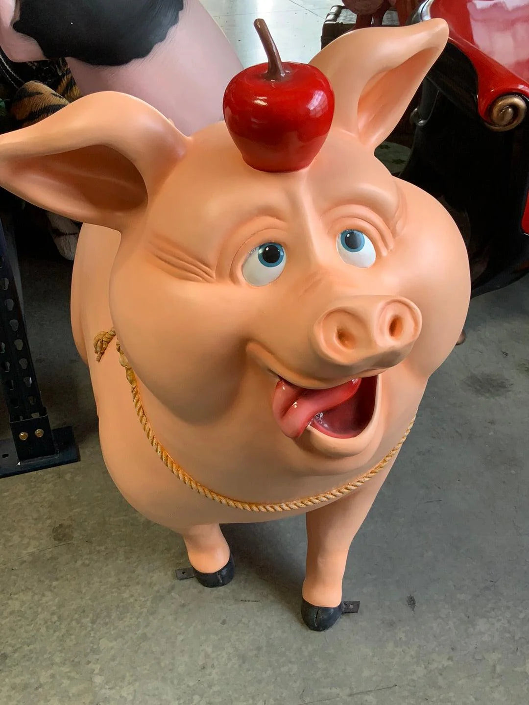 Comic Pig With Apple Statue