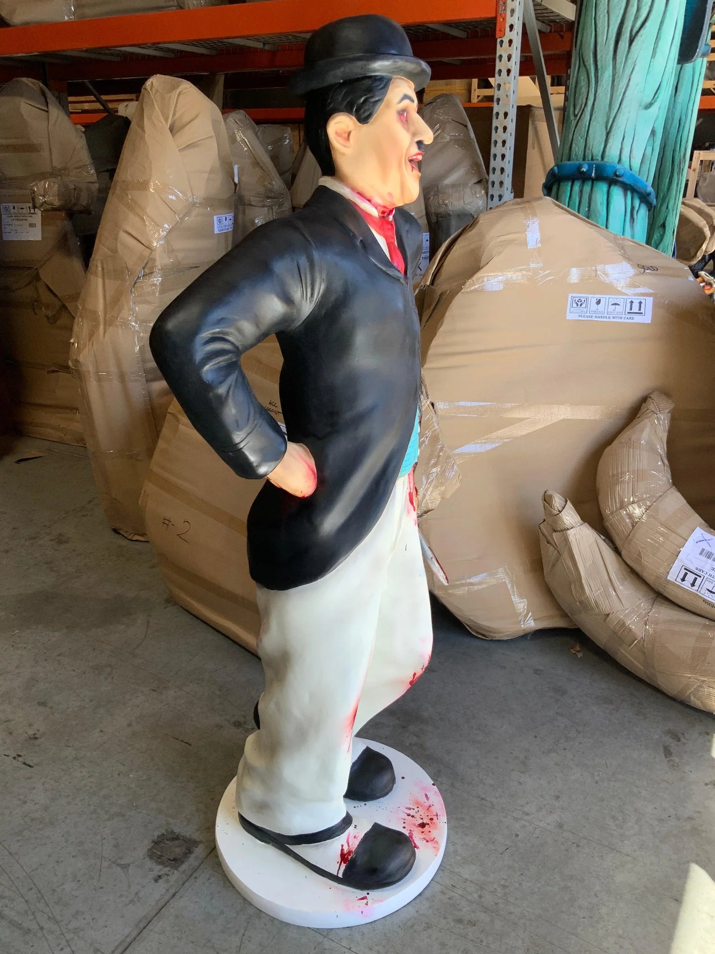 Scary Chaplin Clown Life Size Statue