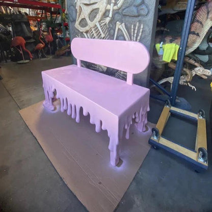 Light Pink Melting Drip Bench Statue