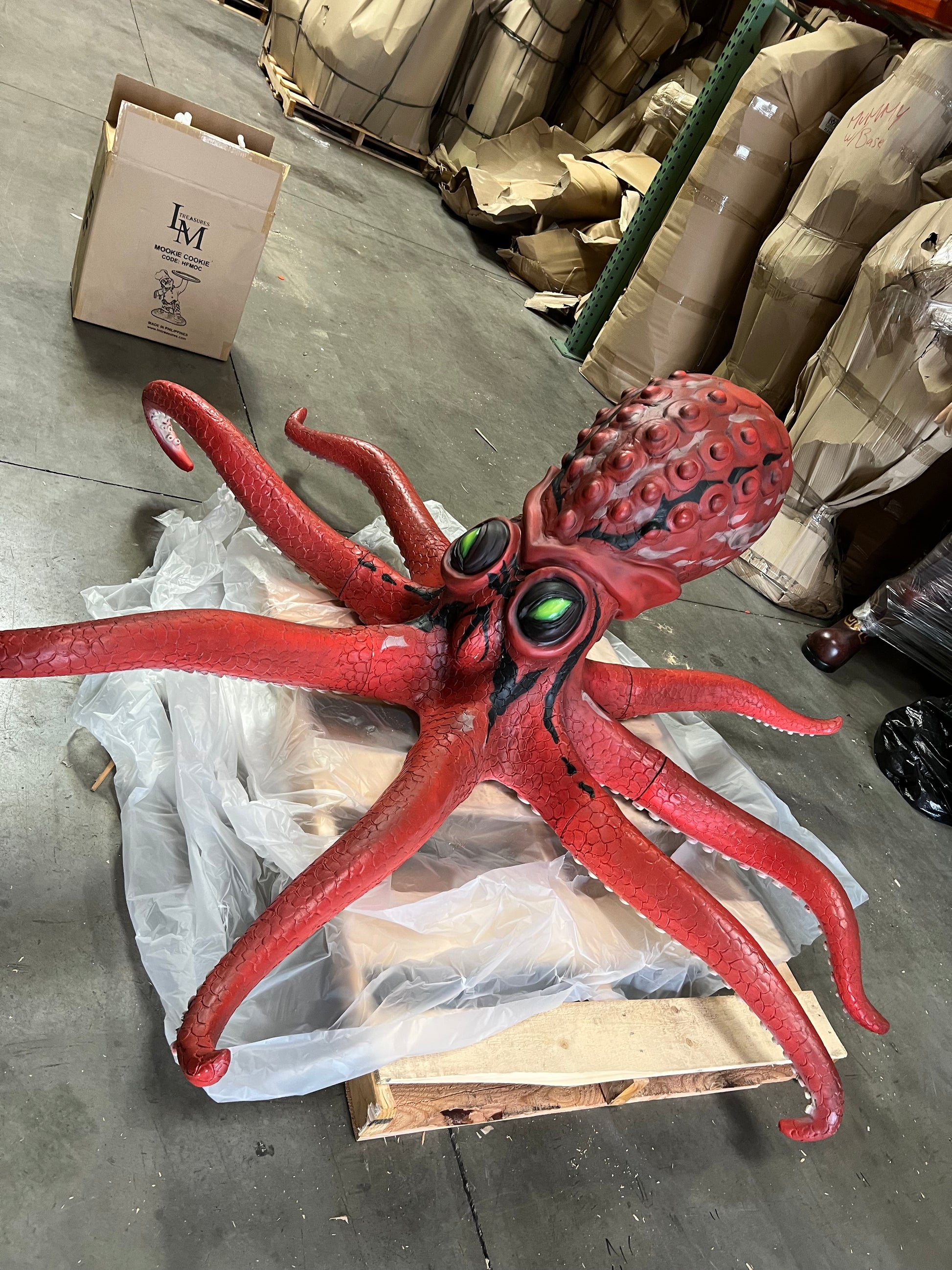 Red Octopus Statue - LM Treasures Prop Rentals 