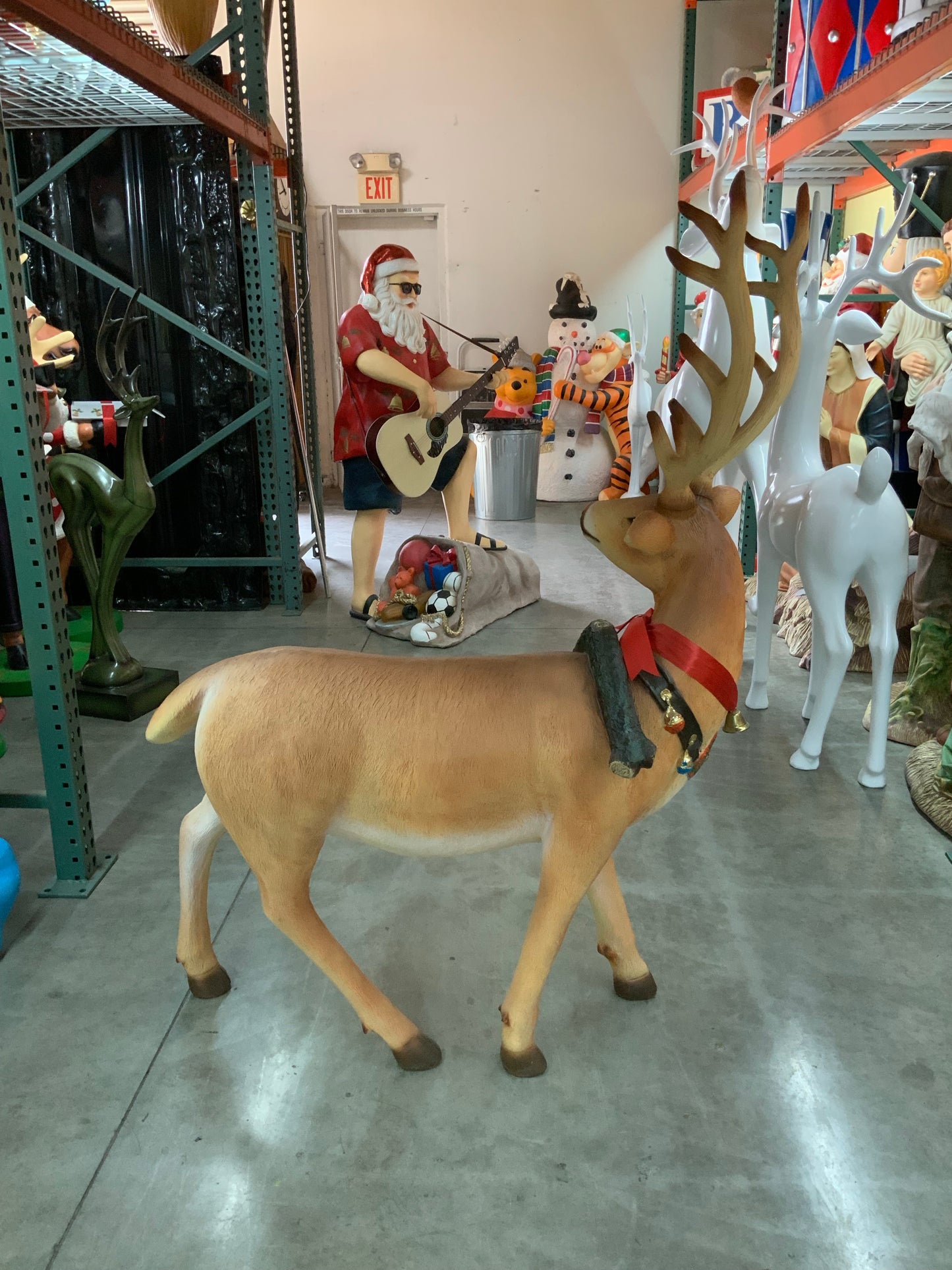 Standing Long Horn Reindeer Statue
