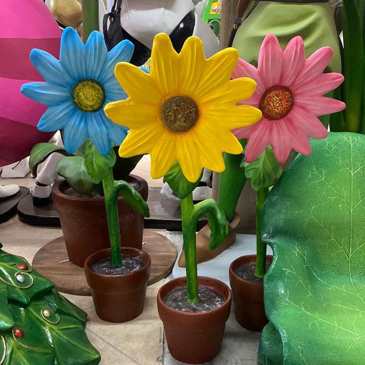 Small Blue Sunflower Statue - LM Treasures Prop Rentals 