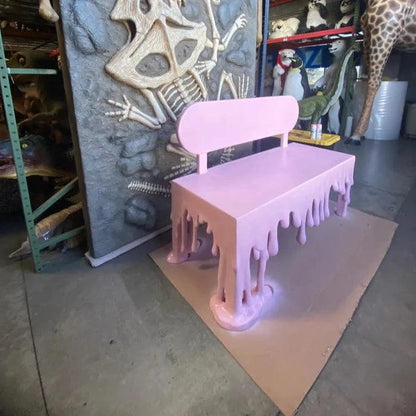 Light Pink Melting Drip Bench Statue - LM Treasures Prop Rentals 