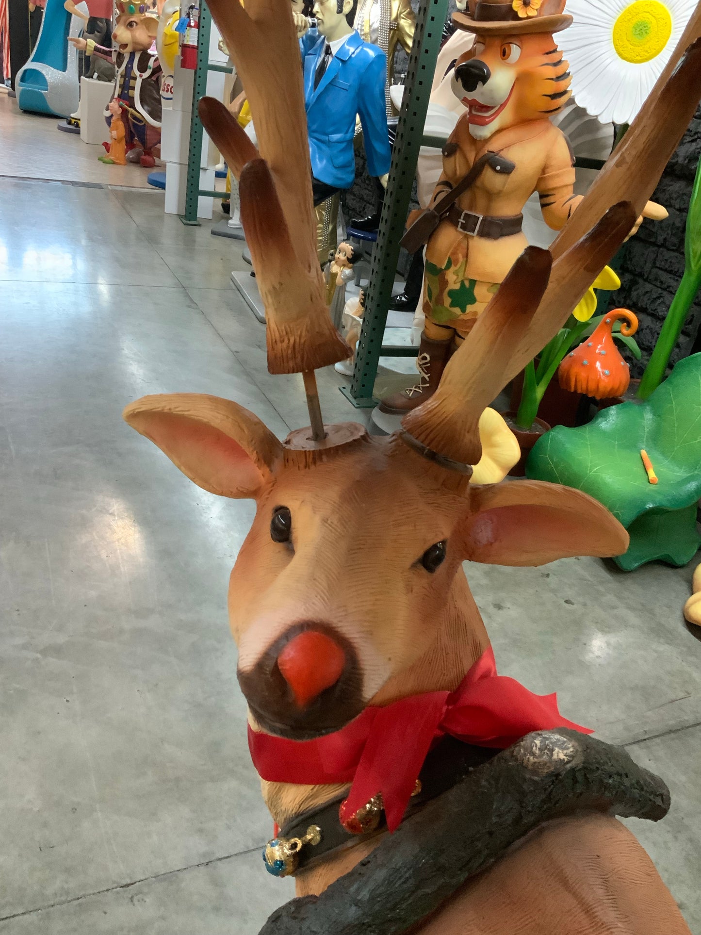 Standing Long Horn Reindeer Statue