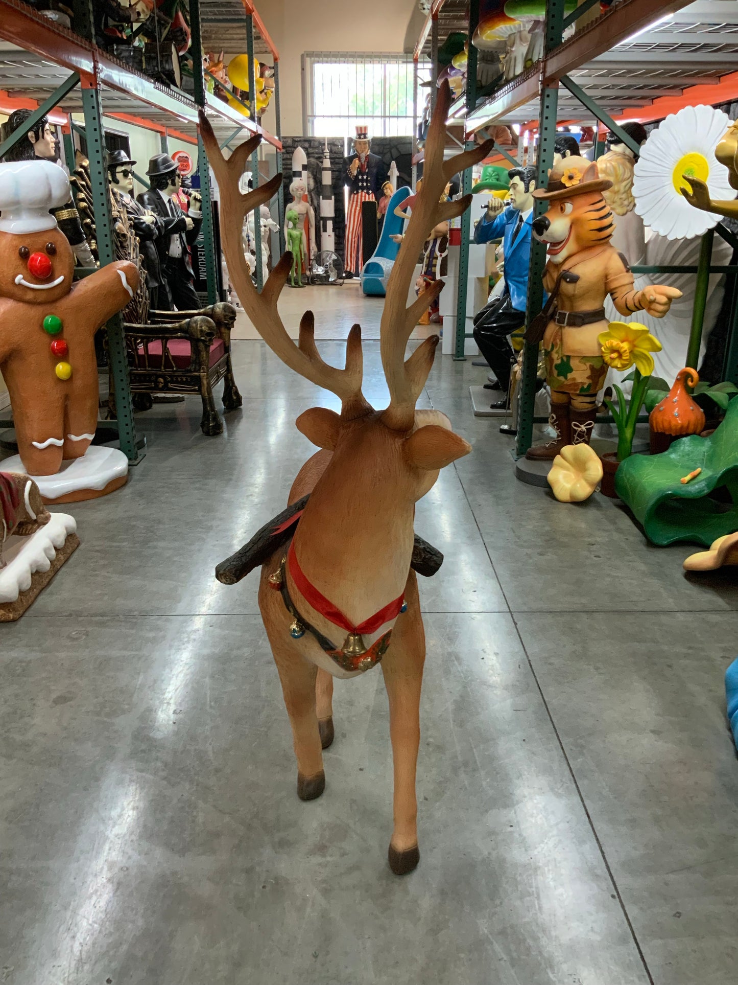 Standing Long Horn Reindeer Statue