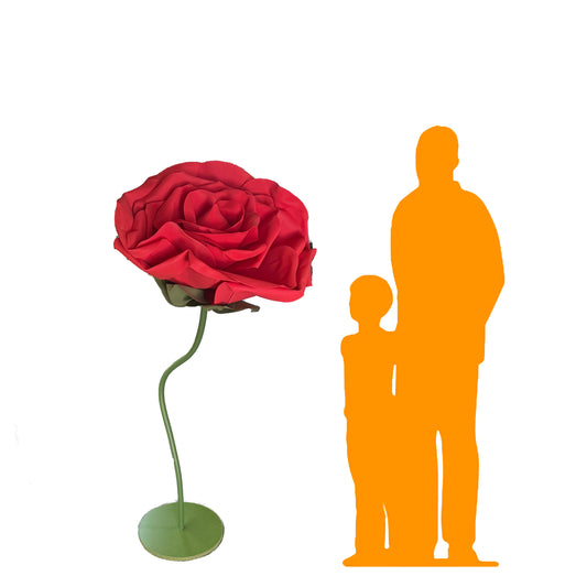 Large Fabric Rose Flower Statue