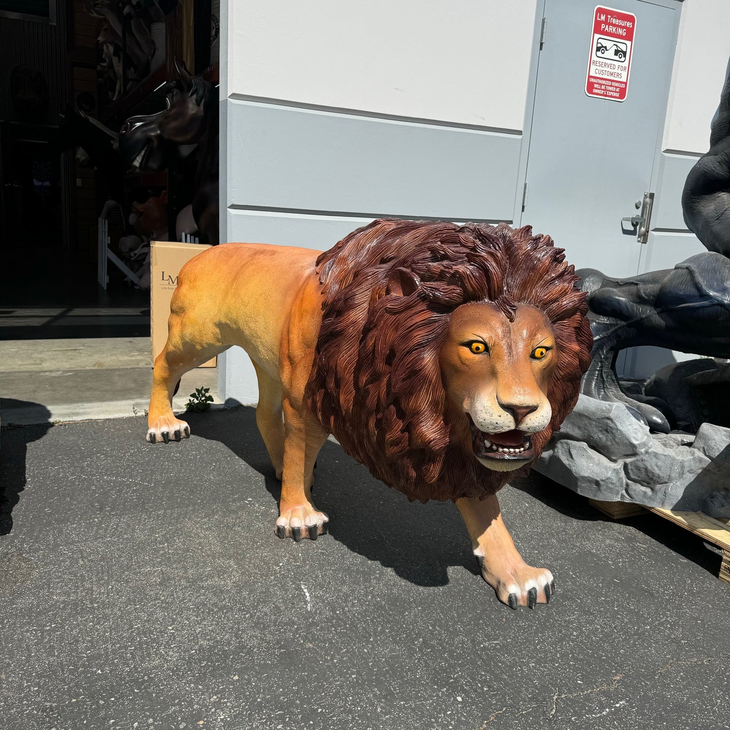 Walking Lion Life Size Statue