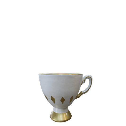 White Gold Tea Cup Statue - LM Treasures Prop Rentals 