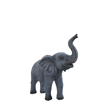 Standing Elephant With Tusks Statue