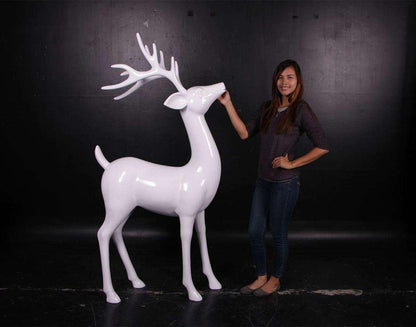 Standing White Reindeer Statue