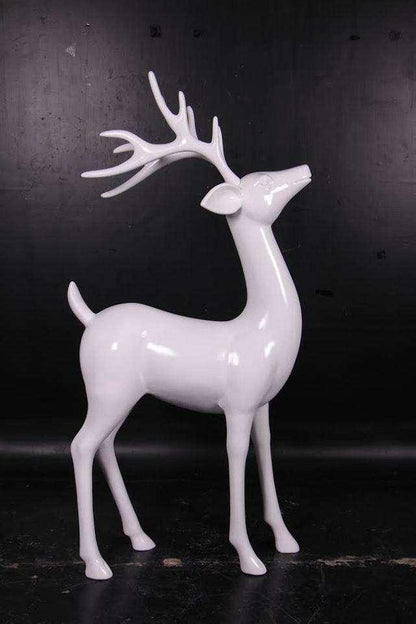 Standing White Reindeer Statue