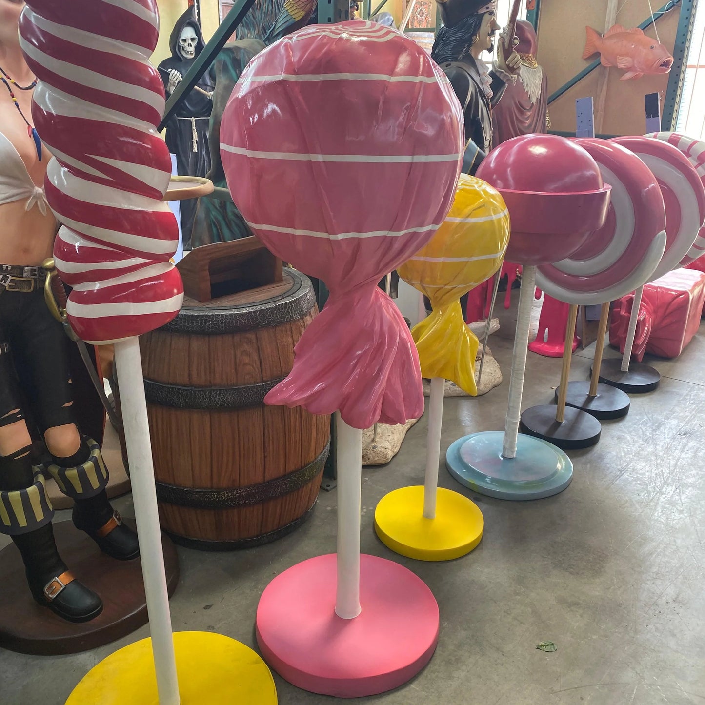 Large Pink Lollipop Statue