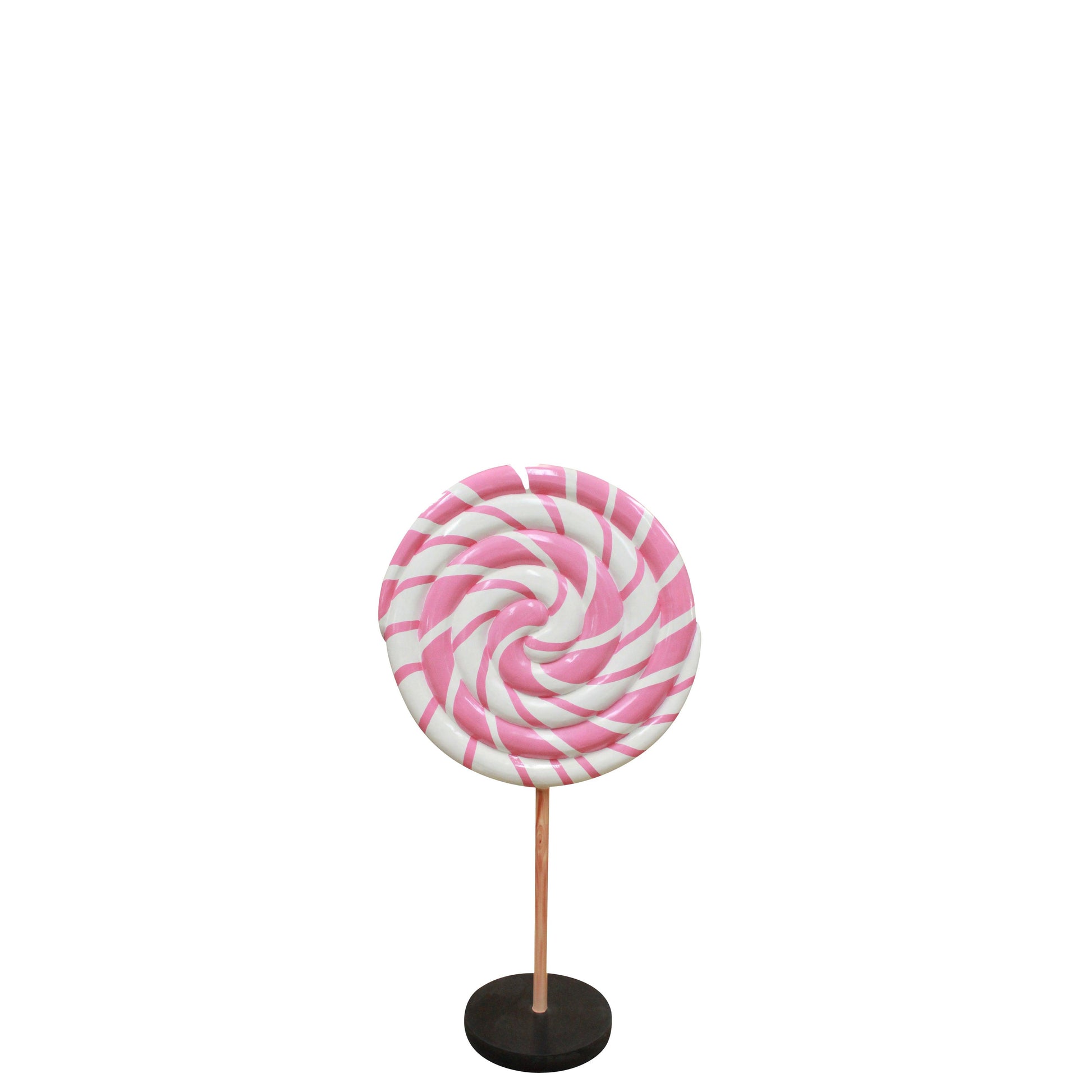 Small Pink Striped Twirl Lollipop Statue - LM Treasures Prop Rentals 