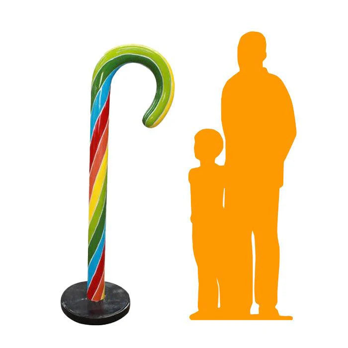 Large Traditional Rainbow Candy Cane Statue