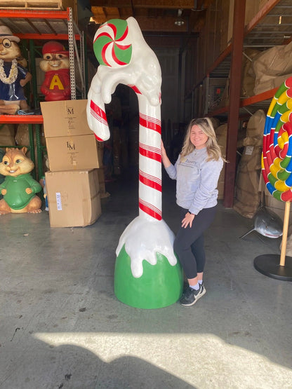 Giant Snow Candy Cane Statue