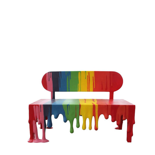 Rainbow Melting Drip Bench Statue