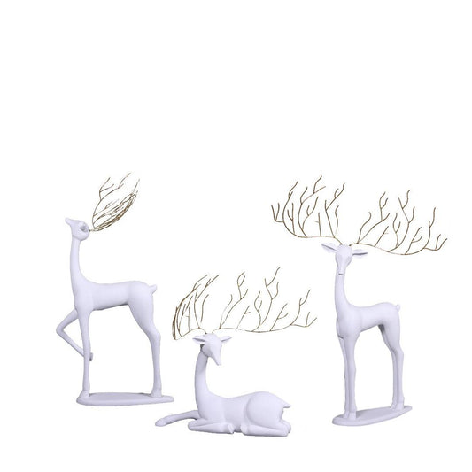 White Reindeer Glitz Collection Set of 3
