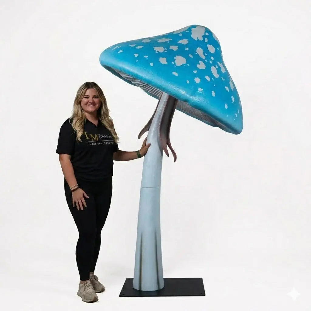 Blue Parasol Mushroom Statue M0223B-190095-H