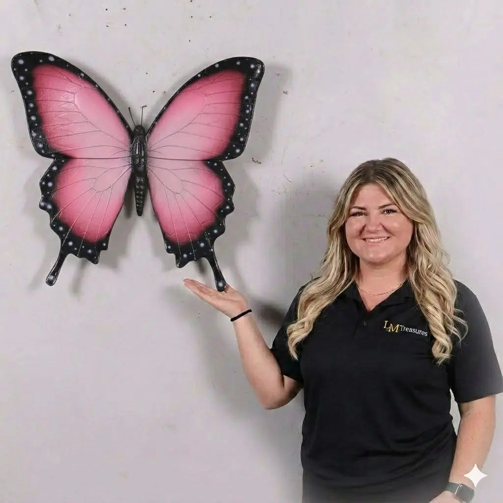 Hanging Pink Butterfly Statue A0753P-150021-H