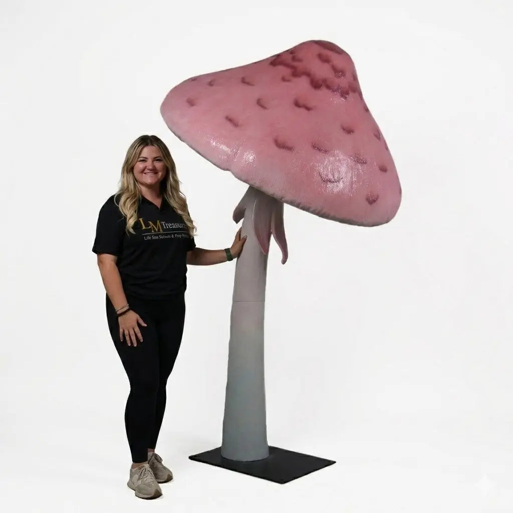 Shimmering Pink Parasol Mushroom Statue M0223P-190095-H