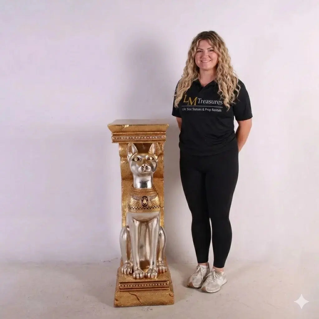 Egyptian Bastet Cat Pillar Statue E0110-PLECP-H