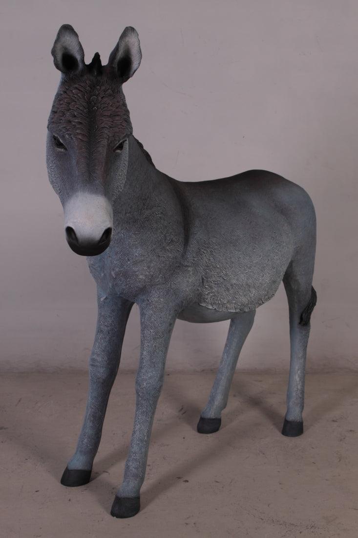 Gray Donkey With Basket Statue