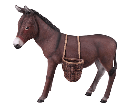 Brown Donkey With Basket Statue
