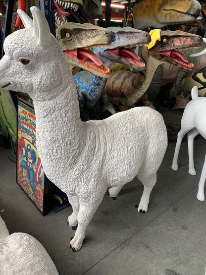 White Alpaca Life Size Statue Prop - LM Treasures Prop Rentals 
