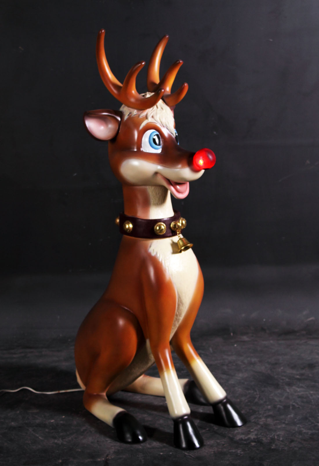 Sitting Funny Reindeer With Light Life Size Statue