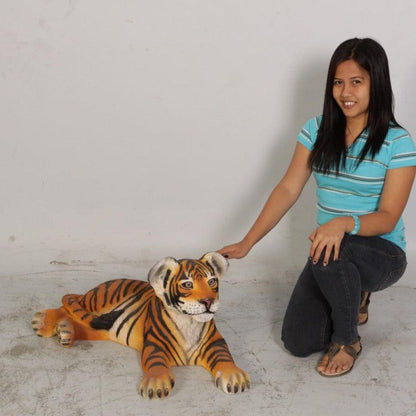 Tiger Cub Laying Statue - LM Treasures Prop Rentals 