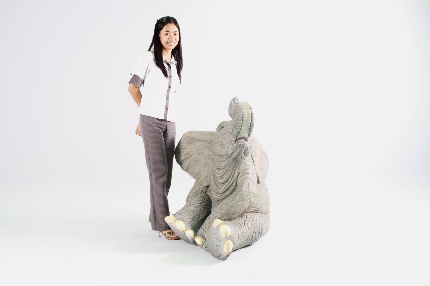 Sitting Baby Elephant Statue - LM Treasures Prop Rentals 