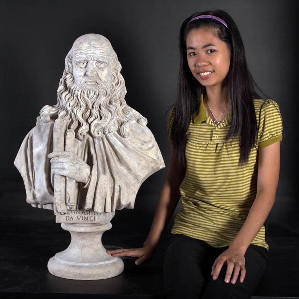 Leonardo Da Vinci Stone Bust Statue - LM Treasures Prop Rentals 
