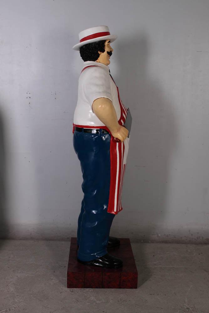 Butcher In Red Apron Statue Life Size Display Prop - LM Treasures Prop Rentals 