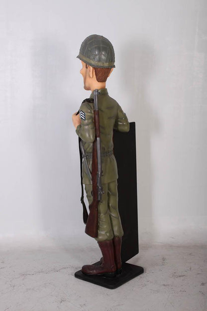 Soldier with Menu Board Statue - LM Treasures Prop Rentals 