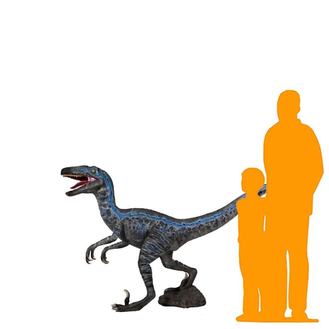 Blue Velociraptor Dinosaur Statue - LM Treasures Prop Rentals 