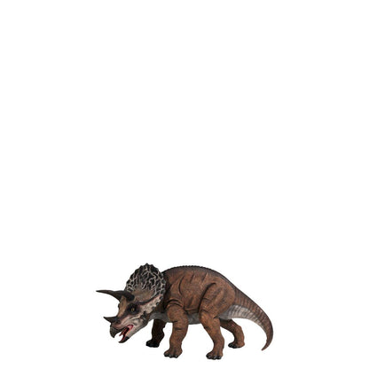 Small Brown Triceratops Dinosaur Statue