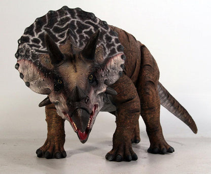 Small Brown Triceratops Dinosaur Statue