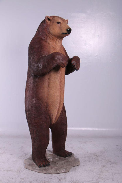 Standing Brown Bear On Base Statue