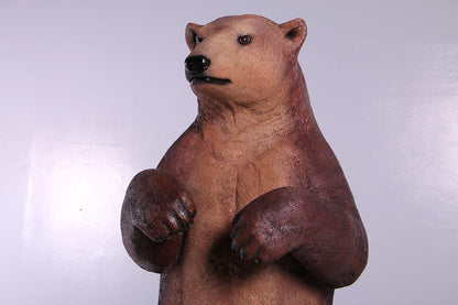 Standing Brown Bear On Base Statue