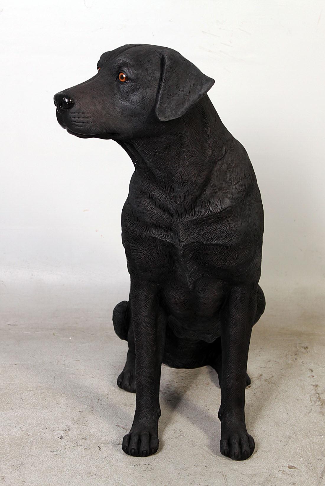 Dog Labrador Sitting Black Animal Prop Life Size D̩ecor Resin Statue - LM Treasures Prop Rentals 
