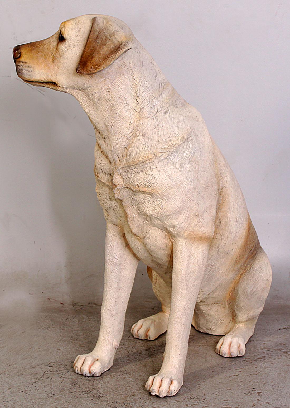 Dog Labrador Sitting Tan Life Size Statue
