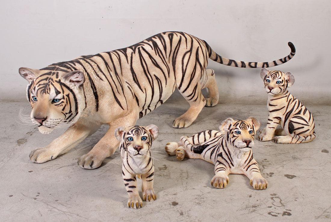 Siberian Tiger Cub Laying Statue - LM Treasures Prop Rentals 