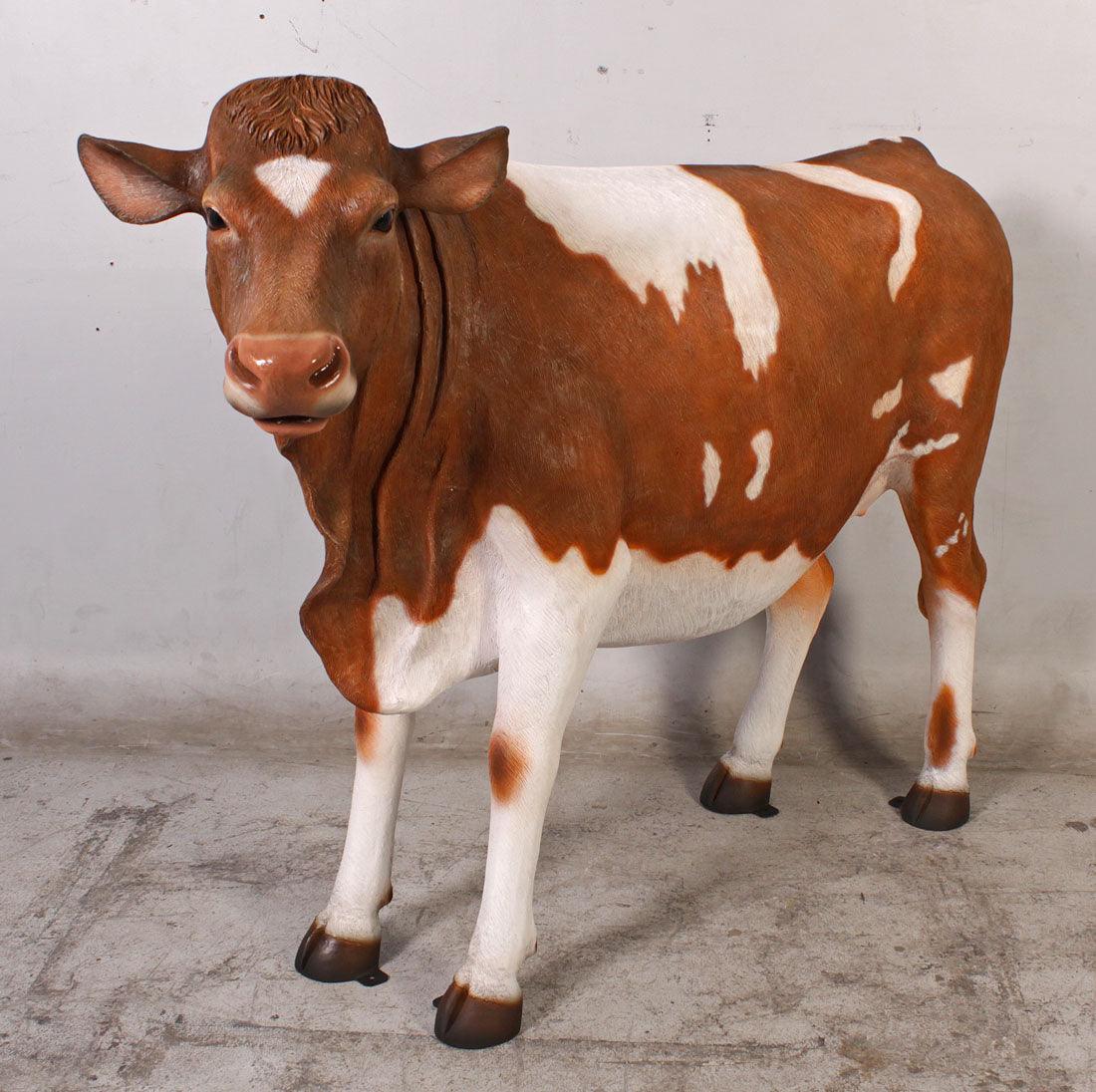 Guernsey Cow Standing Life Size Statue - LM Treasures Prop Rentals 
