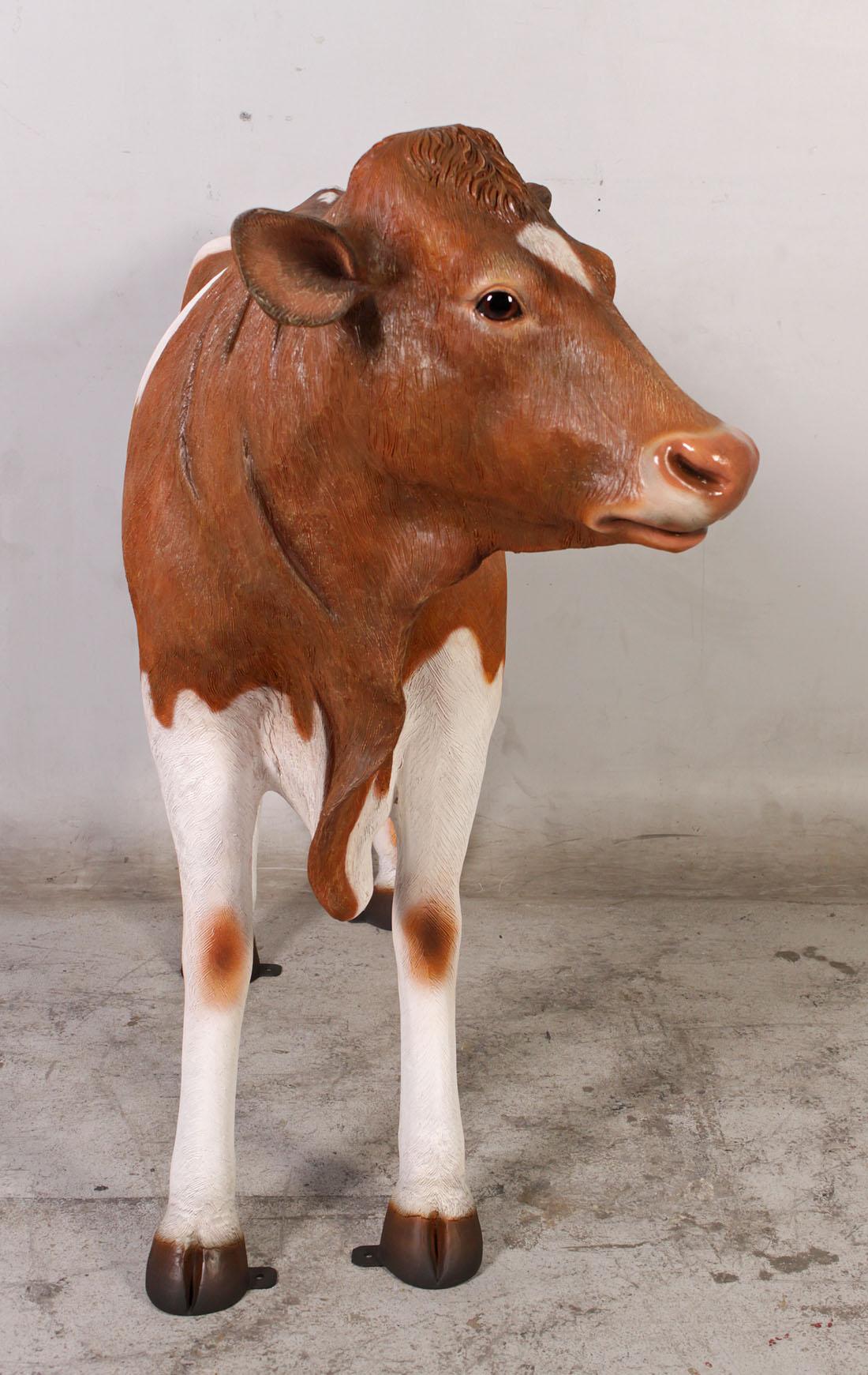 Guernsey Cow Standing Life Size Statue - LM Treasures Prop Rentals 