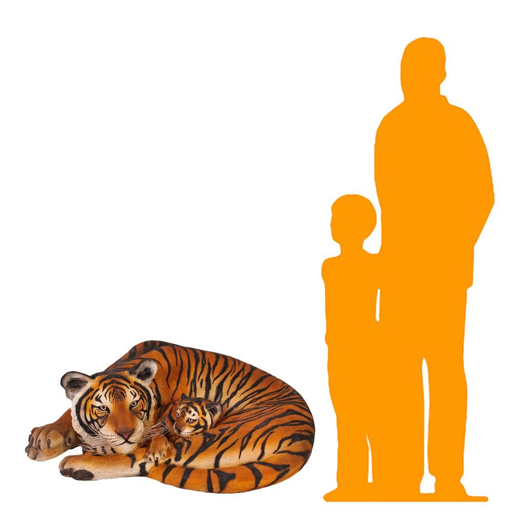 Tiger With Cub Statue - LM Treasures Prop Rentals 