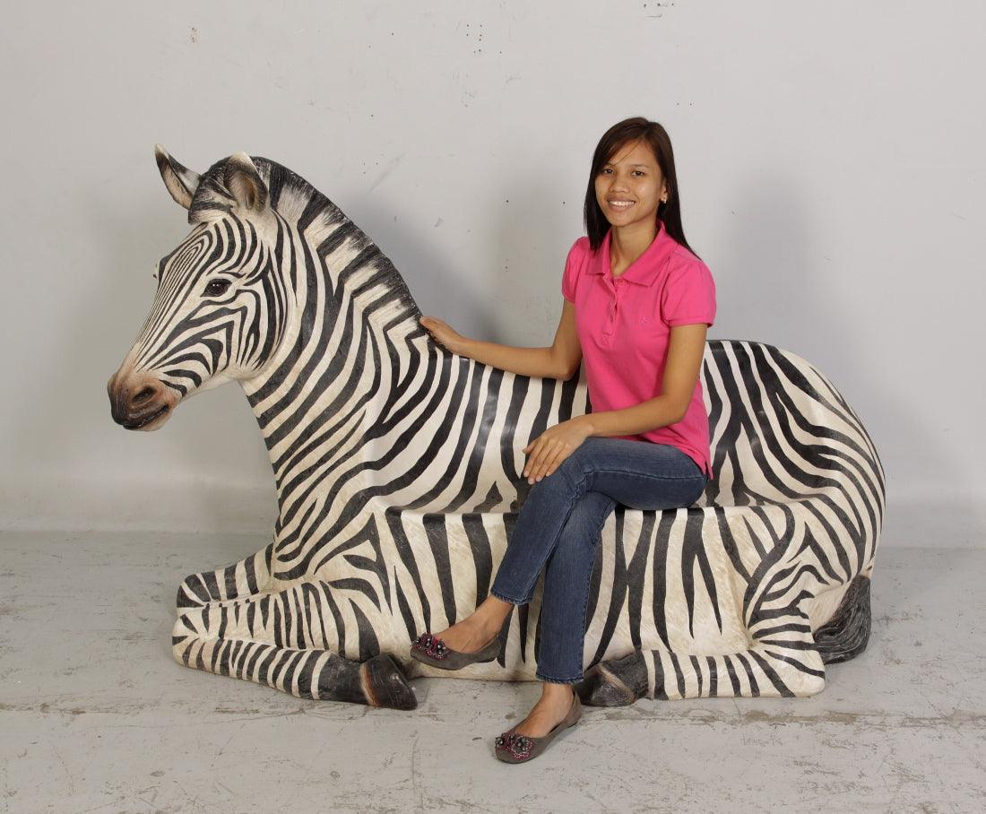 Zebra Bench Life Size Statue - LM Treasures Prop Rentals 